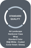 STANDARD QUALITY A4 Landscape Hardcover Case Wrap  Standard Color 80@ White - Coated Cover finish: Glossy